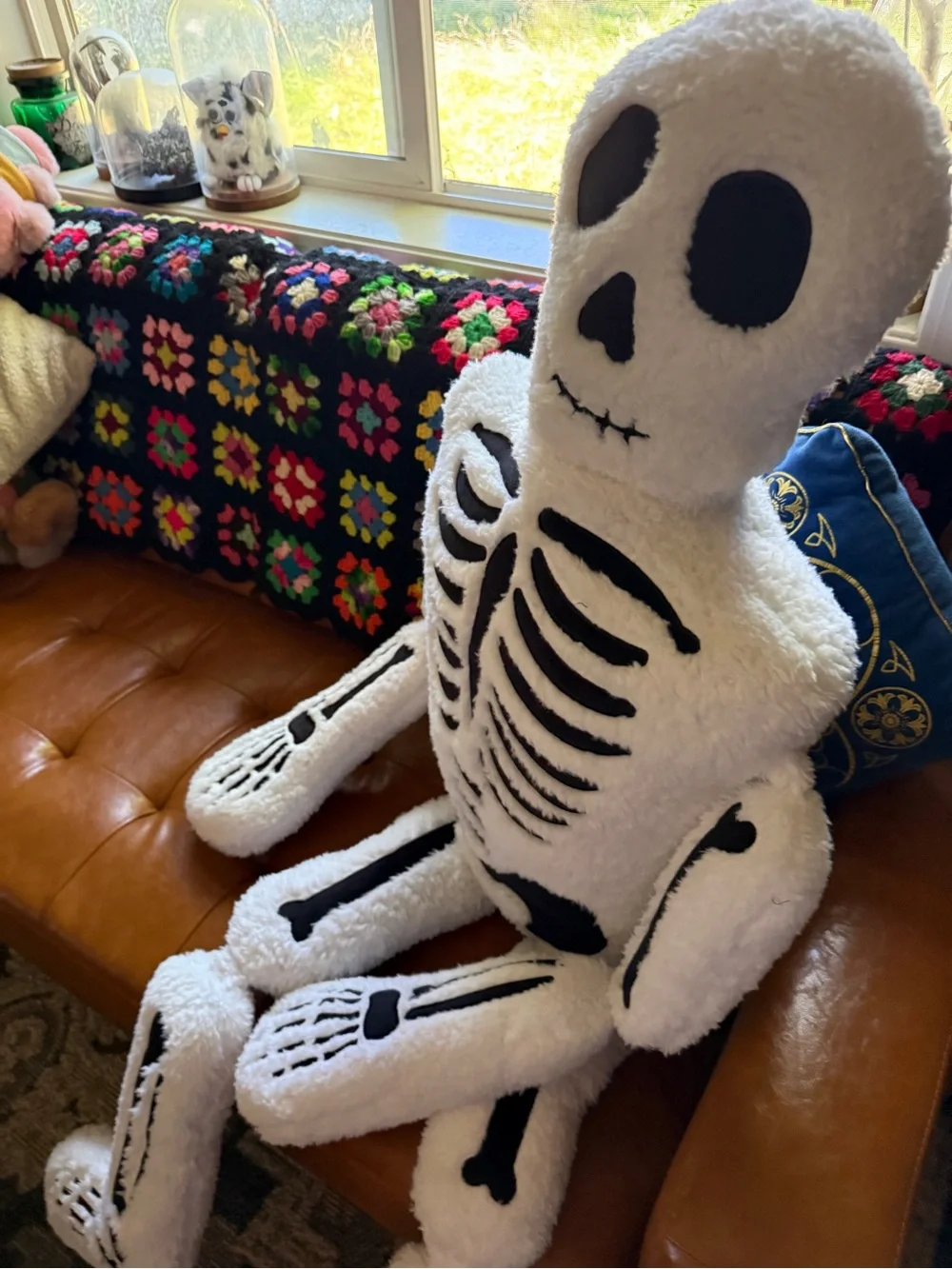 Plush Skeleton pillow Holiday Decor - White and Black